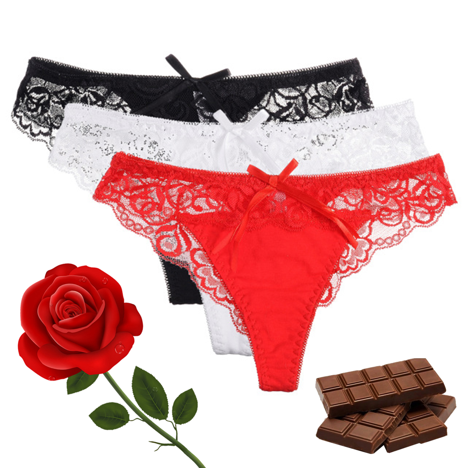 A Pair of Red Pants + A Rose Flower + Chocolate Bars