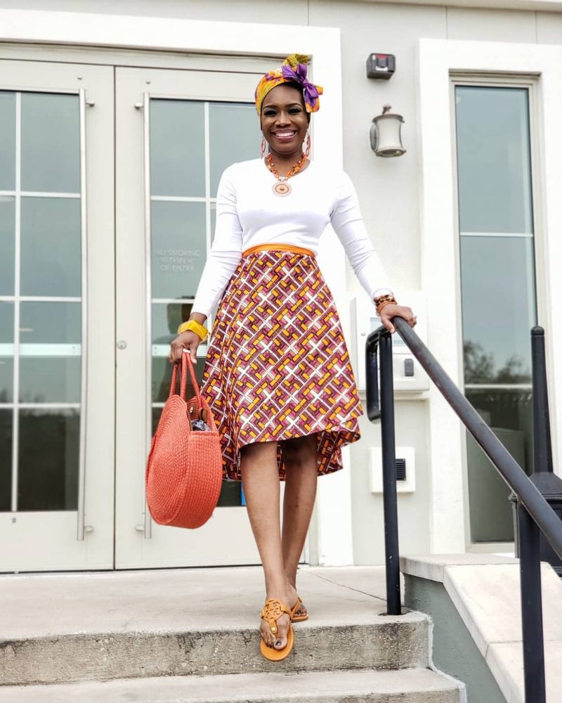 ankara top on skirt