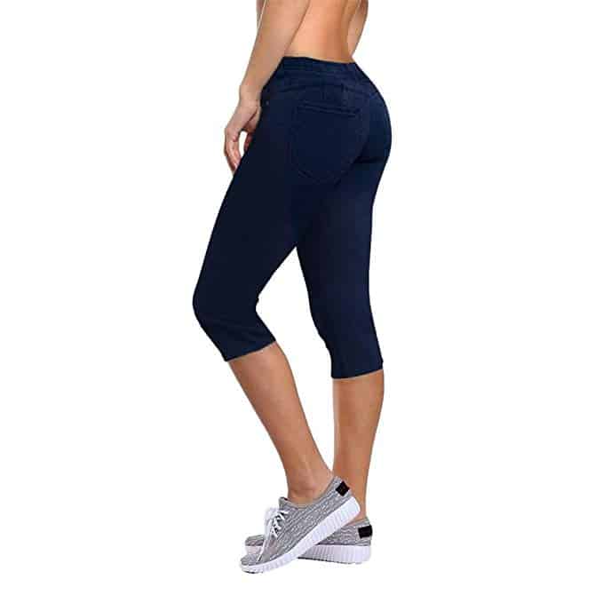 Women's 17 inch Butt Lift Super Comfy Stretch Denim Capri Jeans