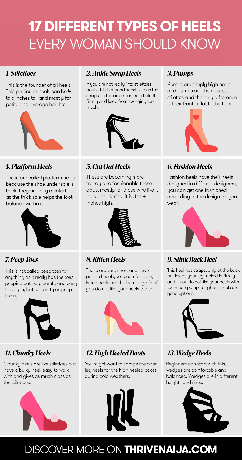 different types of heels