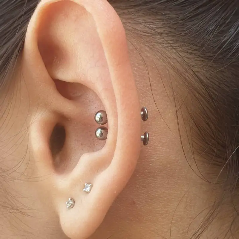 Hoops And Stud Double/Multiple Conch Piercing