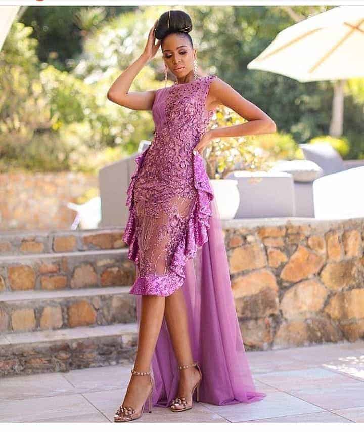 aso ebi short gown lace