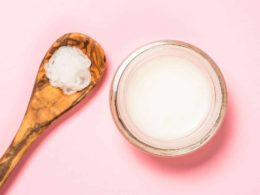 Coconut oil, natural cosmetic top view