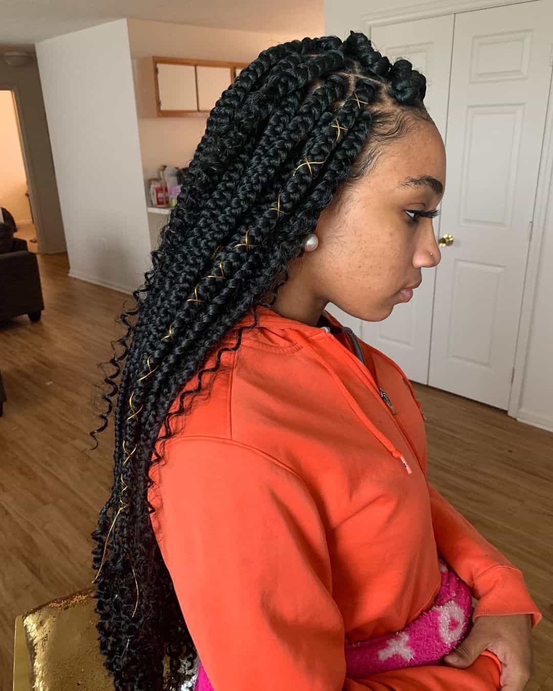 Top Bun Designed Braid Hairstyle Box Braids