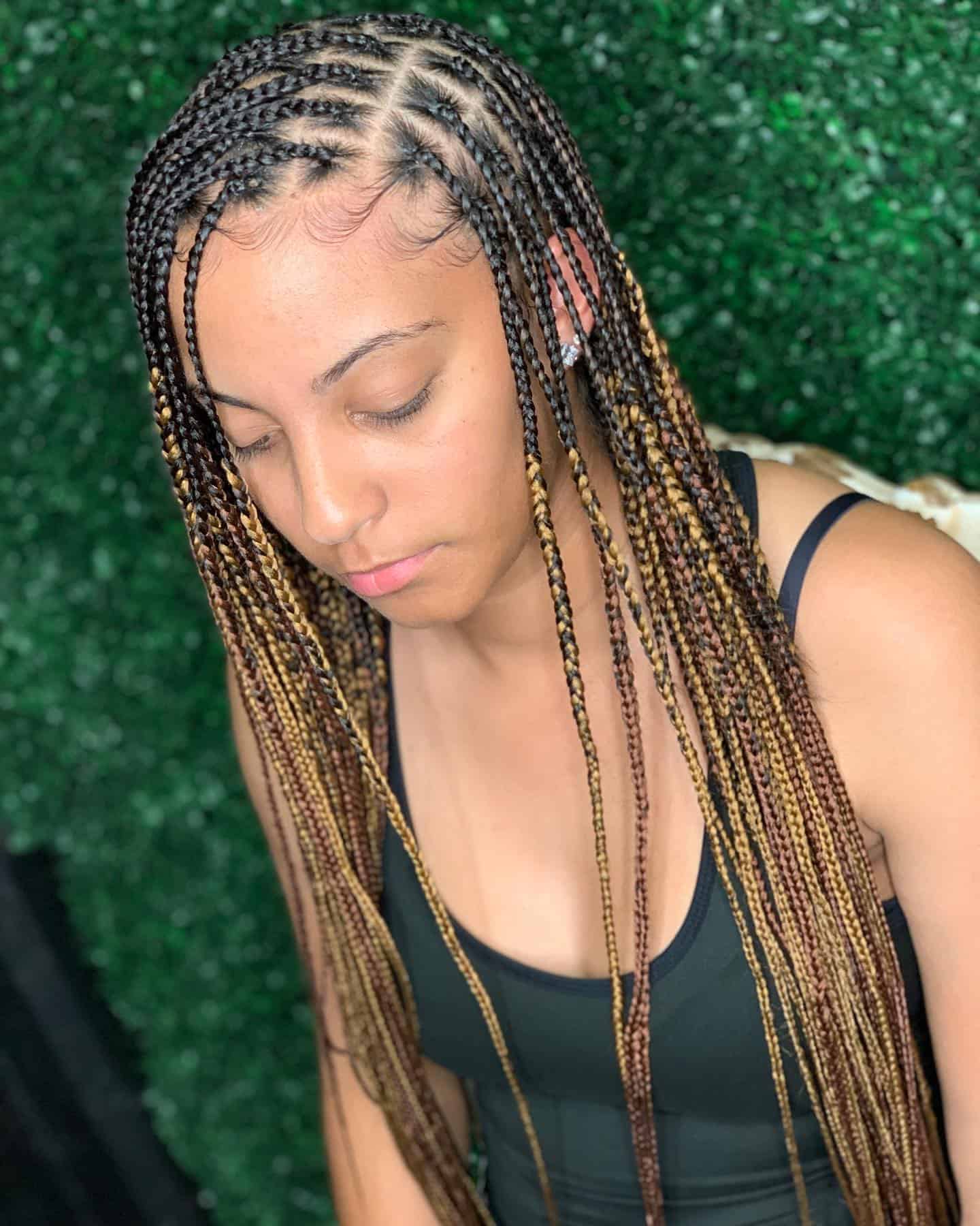 Top Bun Designed Braid Hairstyle Box Braids