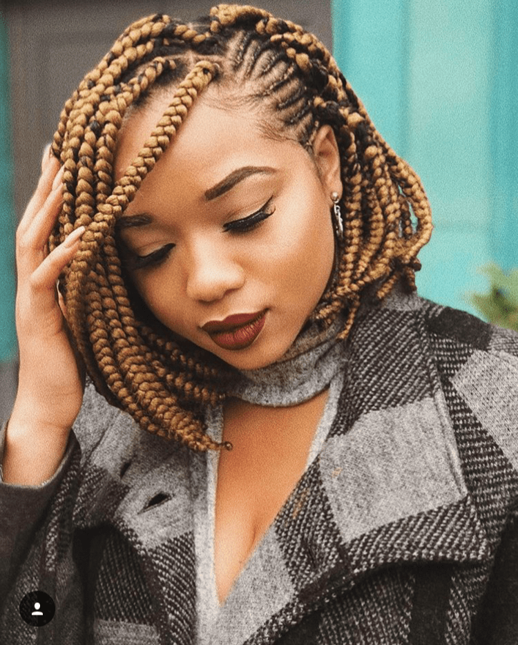 Top Bun Designed Braid Hairstyle Box Braids