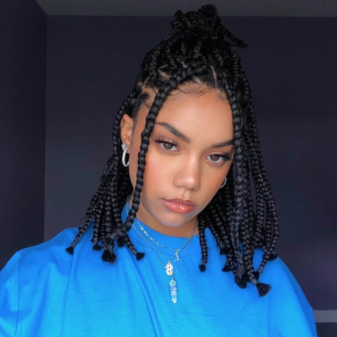 Top Bun Designed Braid Hairstyle Box Braids