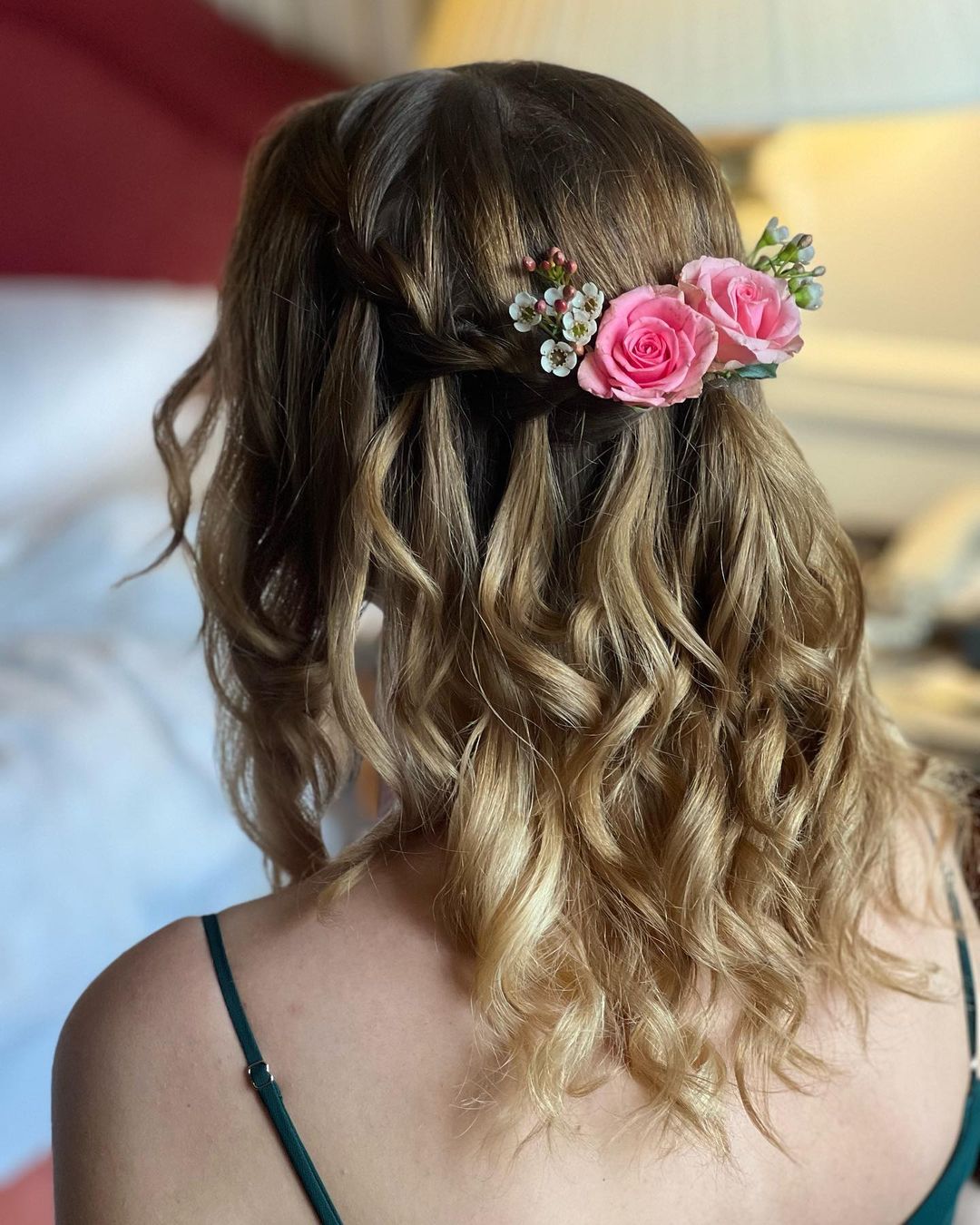 Simple Tousled Wave With Flower Crown