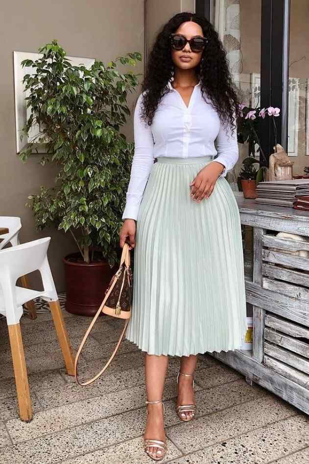 Corporate Pleated Skirt With Shirt