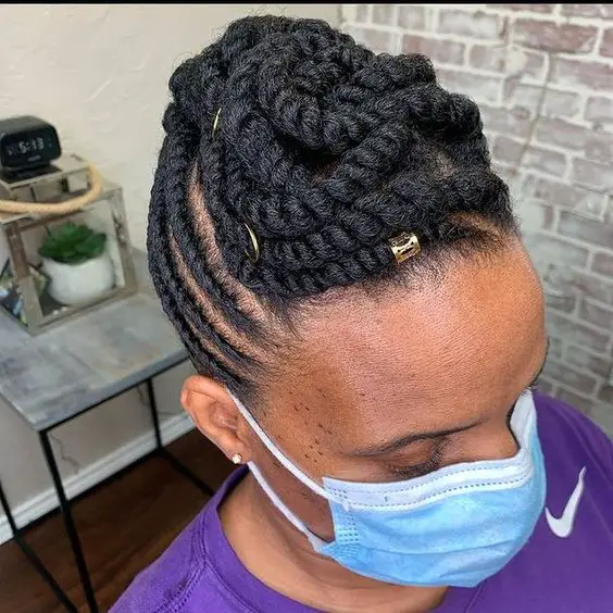 Flat Twist With Updo Bang