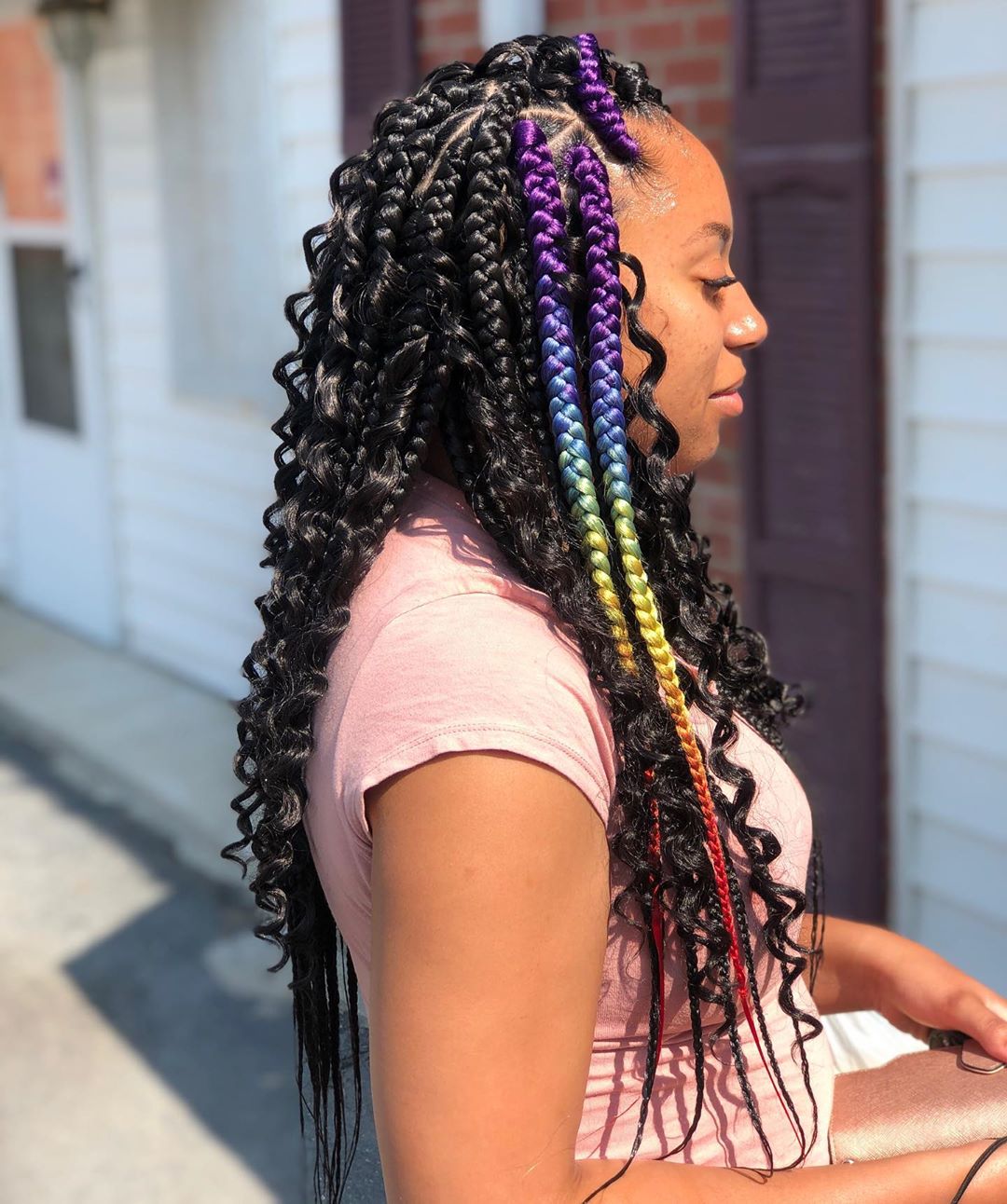 Rainbow Braid With Curls