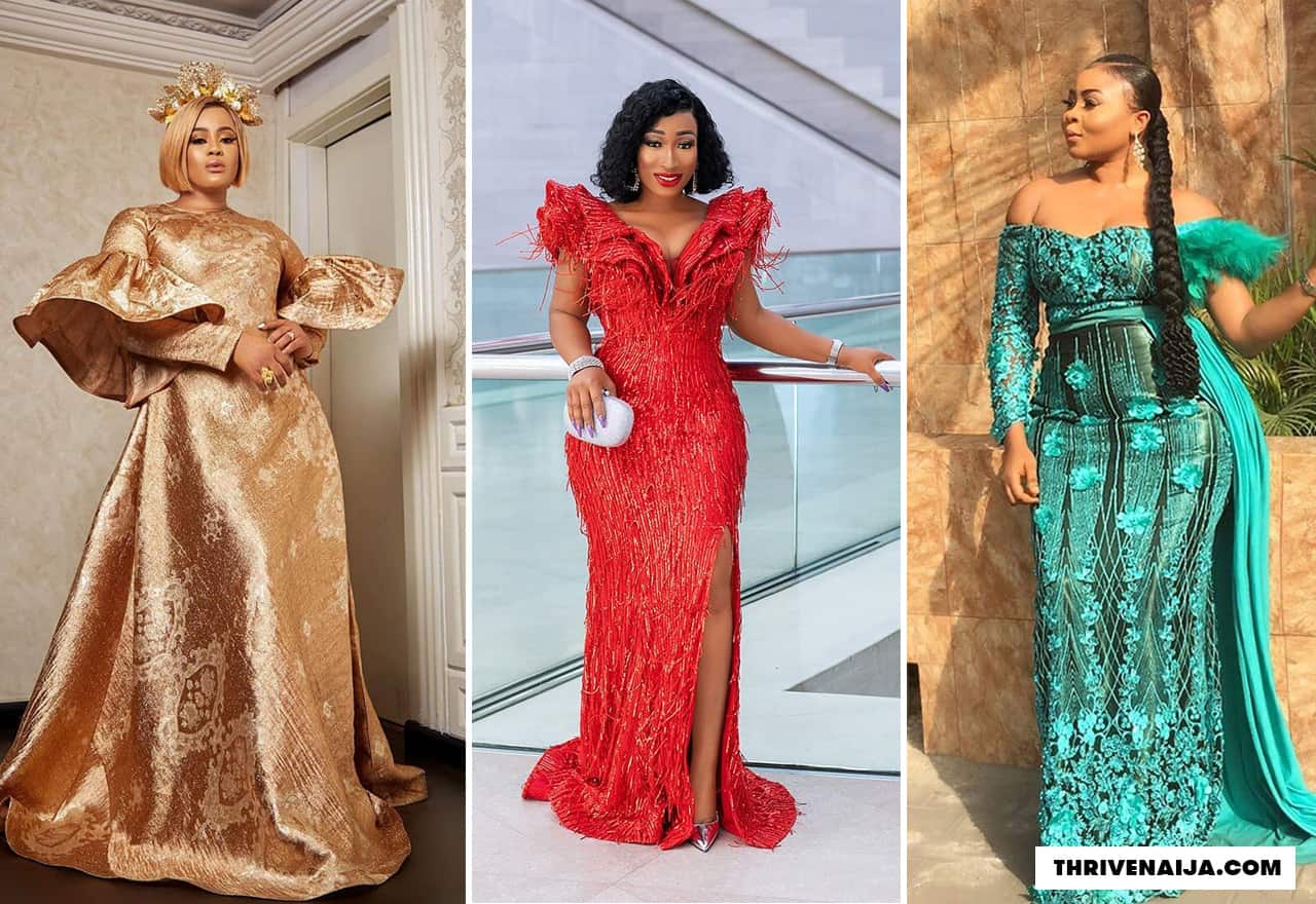 aso ebi long gown styles