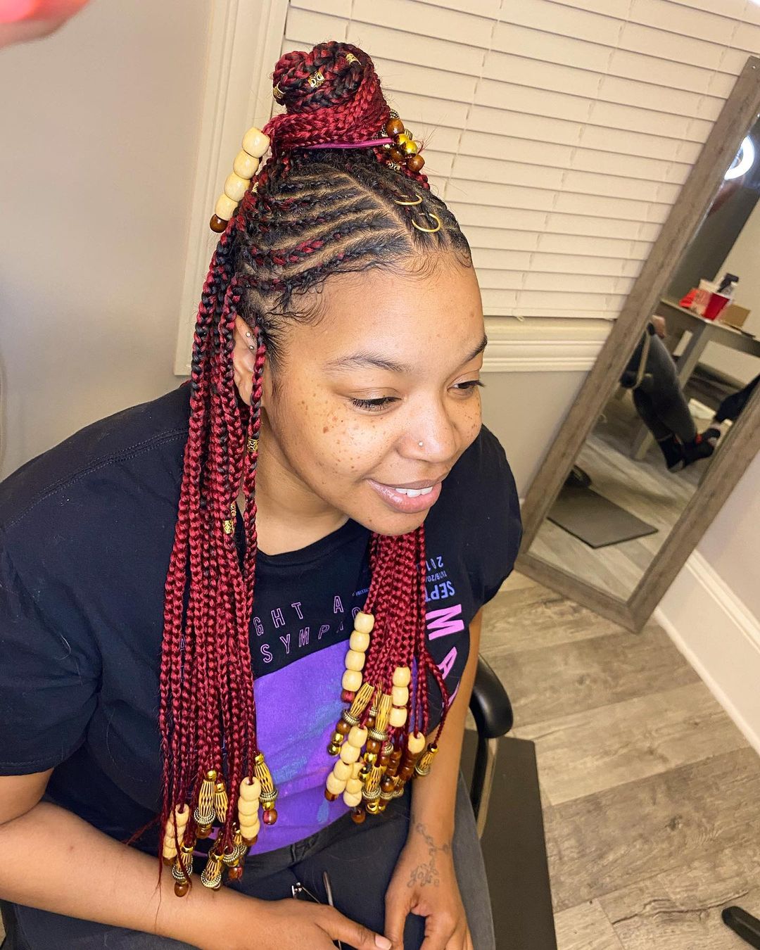 Burgundy Fulani Braid