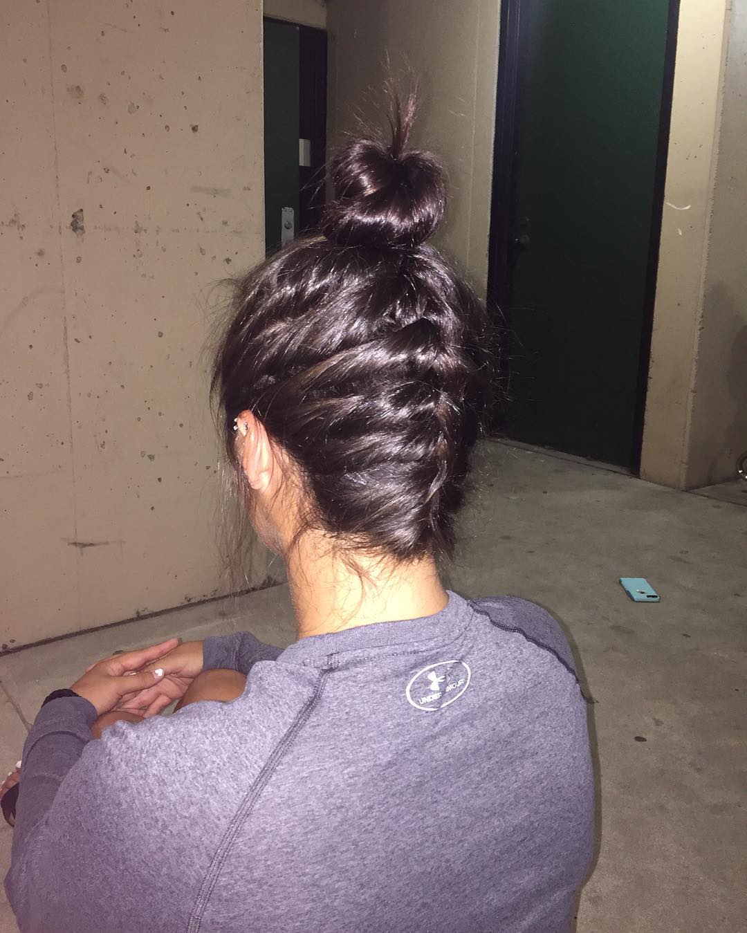 Top Knot With Upside Down French Braid