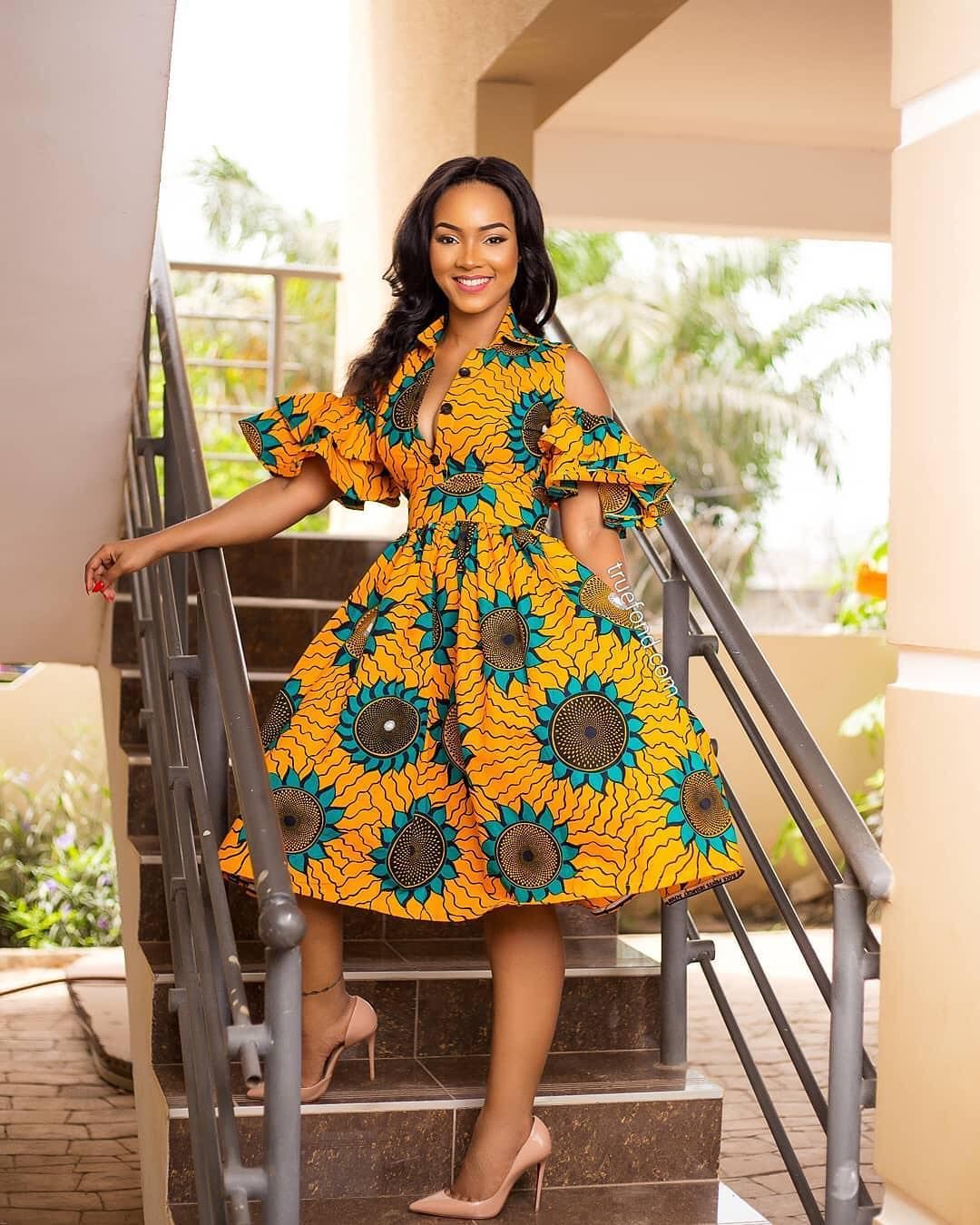 Simple And Cute Flare Ankara Gown With Draped Sleeves
