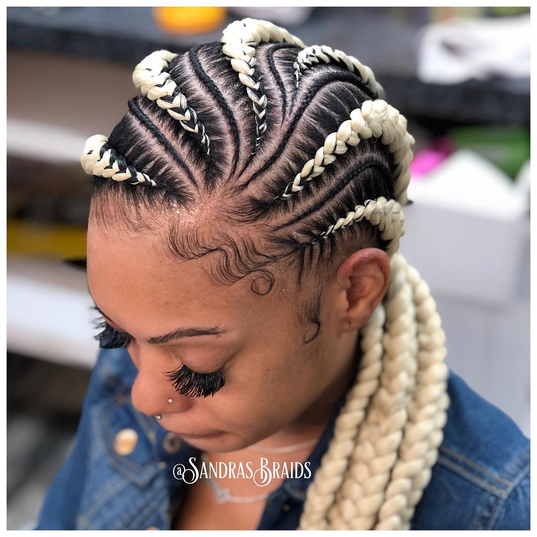 Colored Curve Lines Cornrows