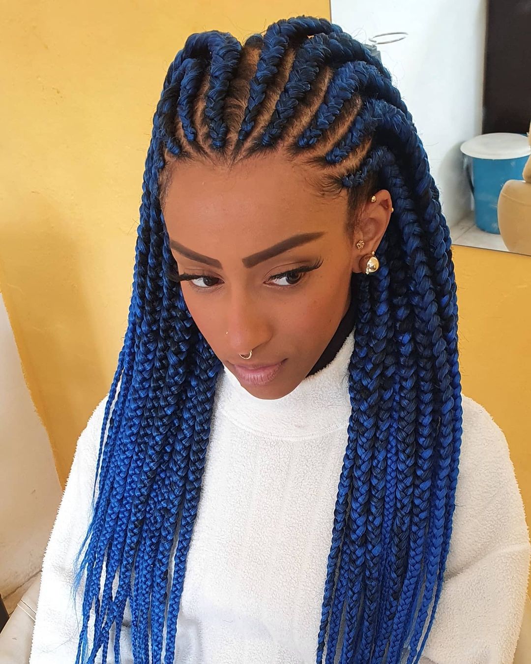 Blue Cornrows Braids