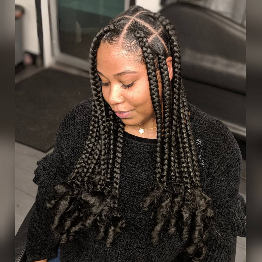 Big Box Braids with Curls