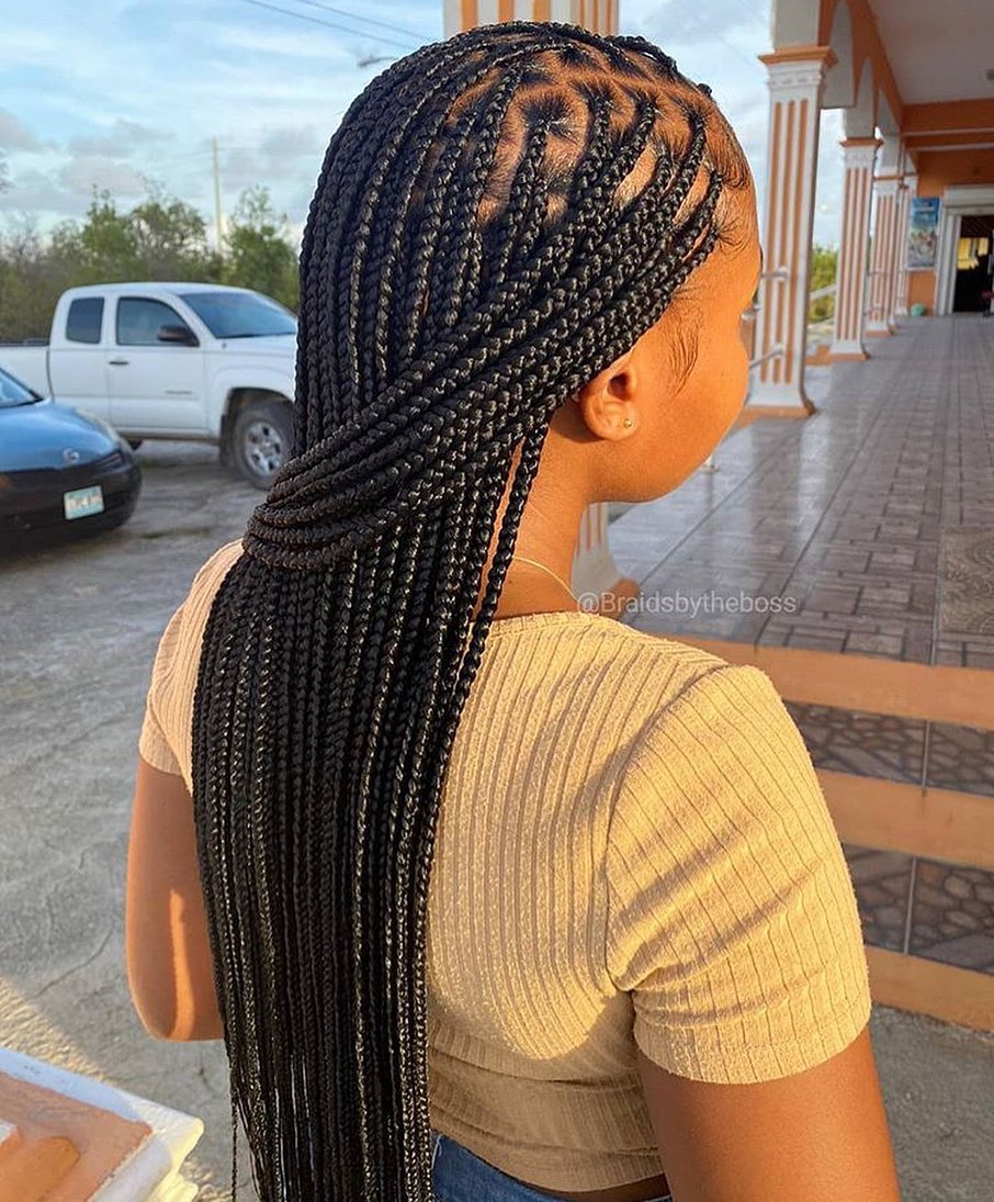 Box Braids Styled Sideways