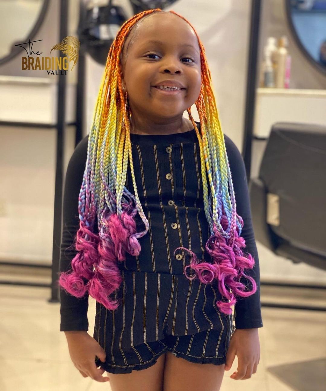 Rainbow braids for a cutie