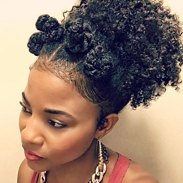 Bantu Knot With AFro Bun