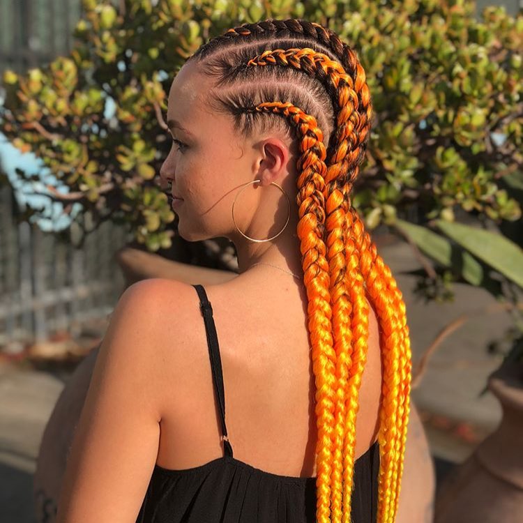 Orange Cornrow Braid