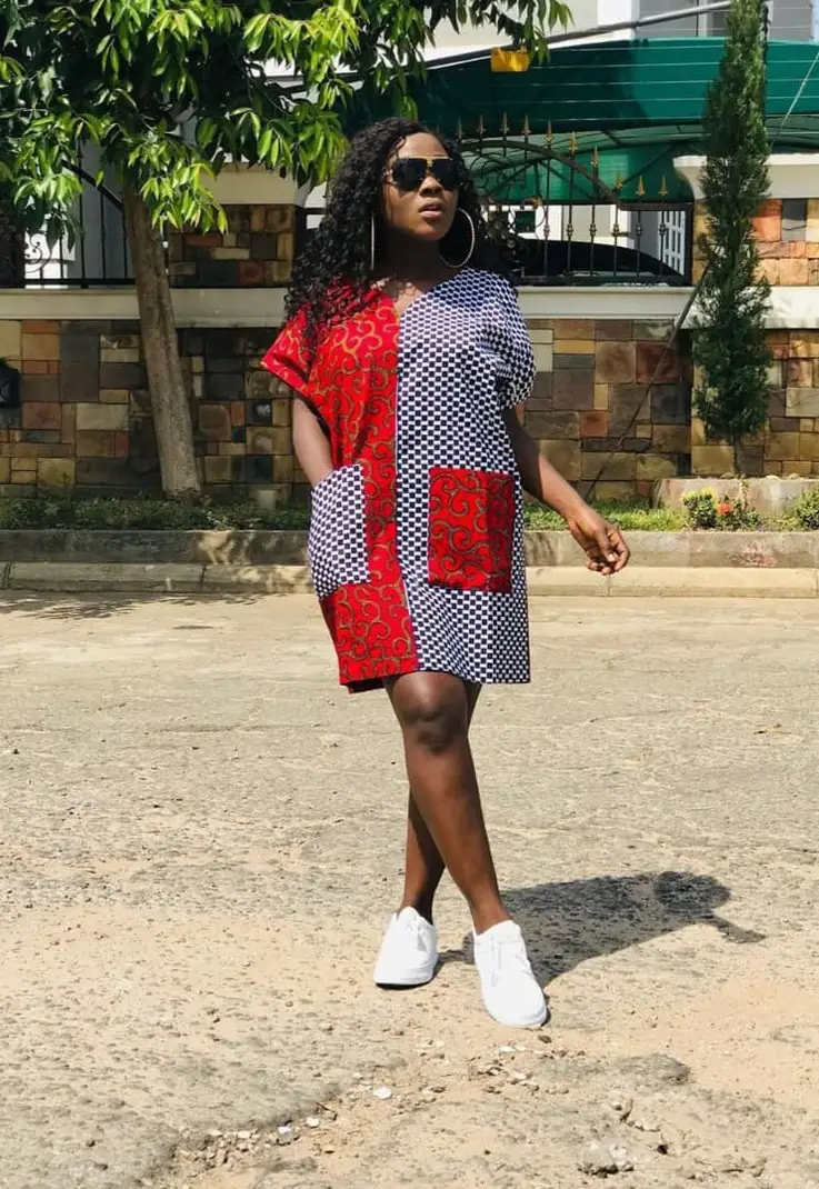 Ankara Dress With Patched Pockets
