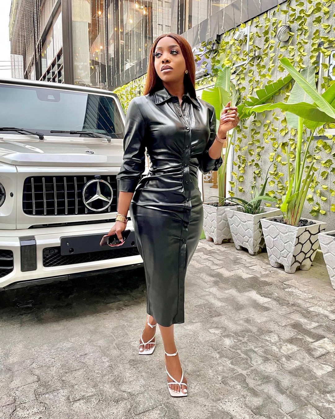 Chioma Goodhair Keep It Cool In A Leather Dress