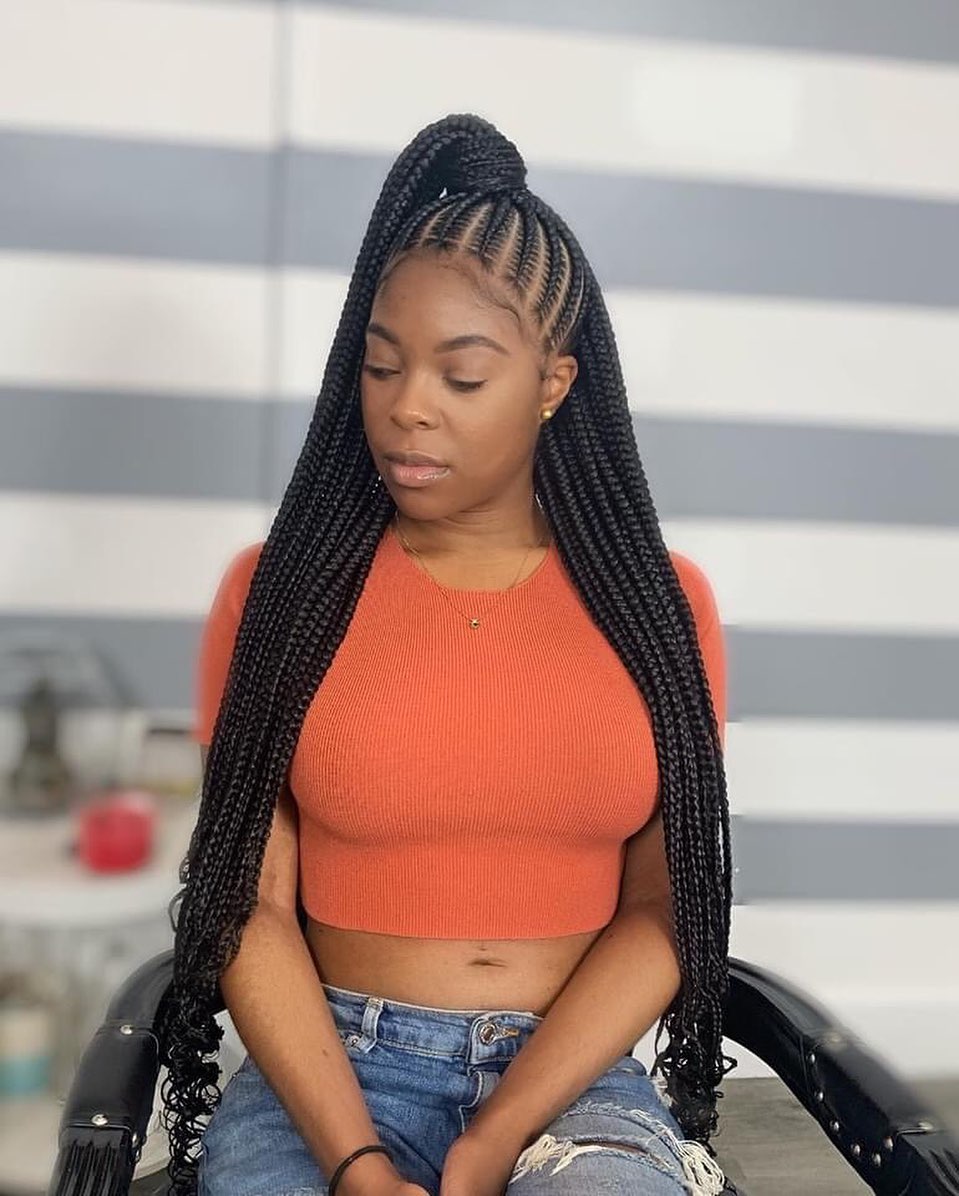 Half Up Cornrow Ghana Weaving