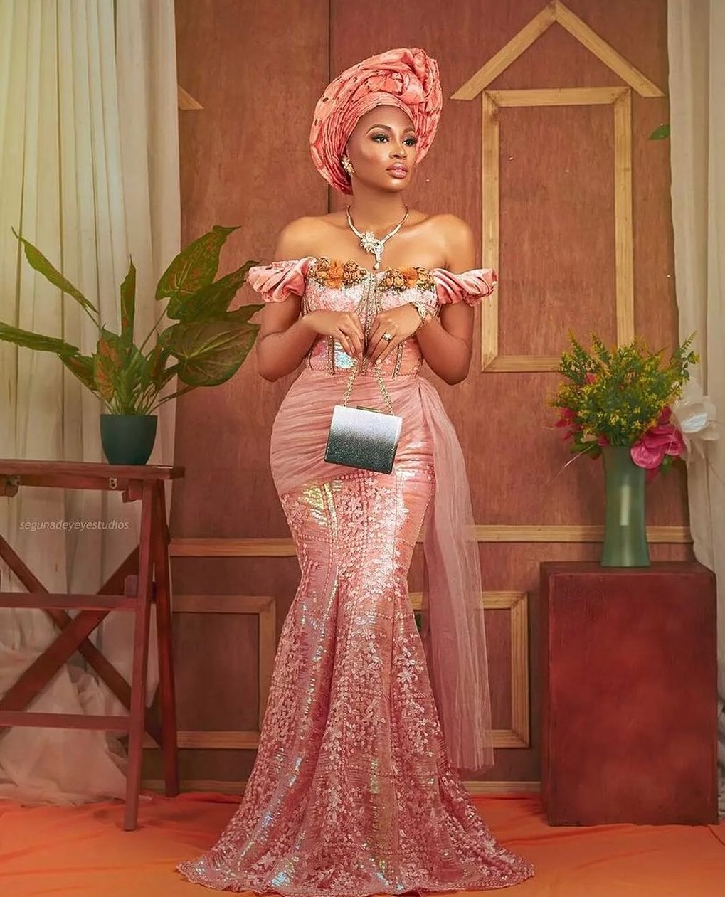 Exotic Owambe Lace Design With Thigh Slit