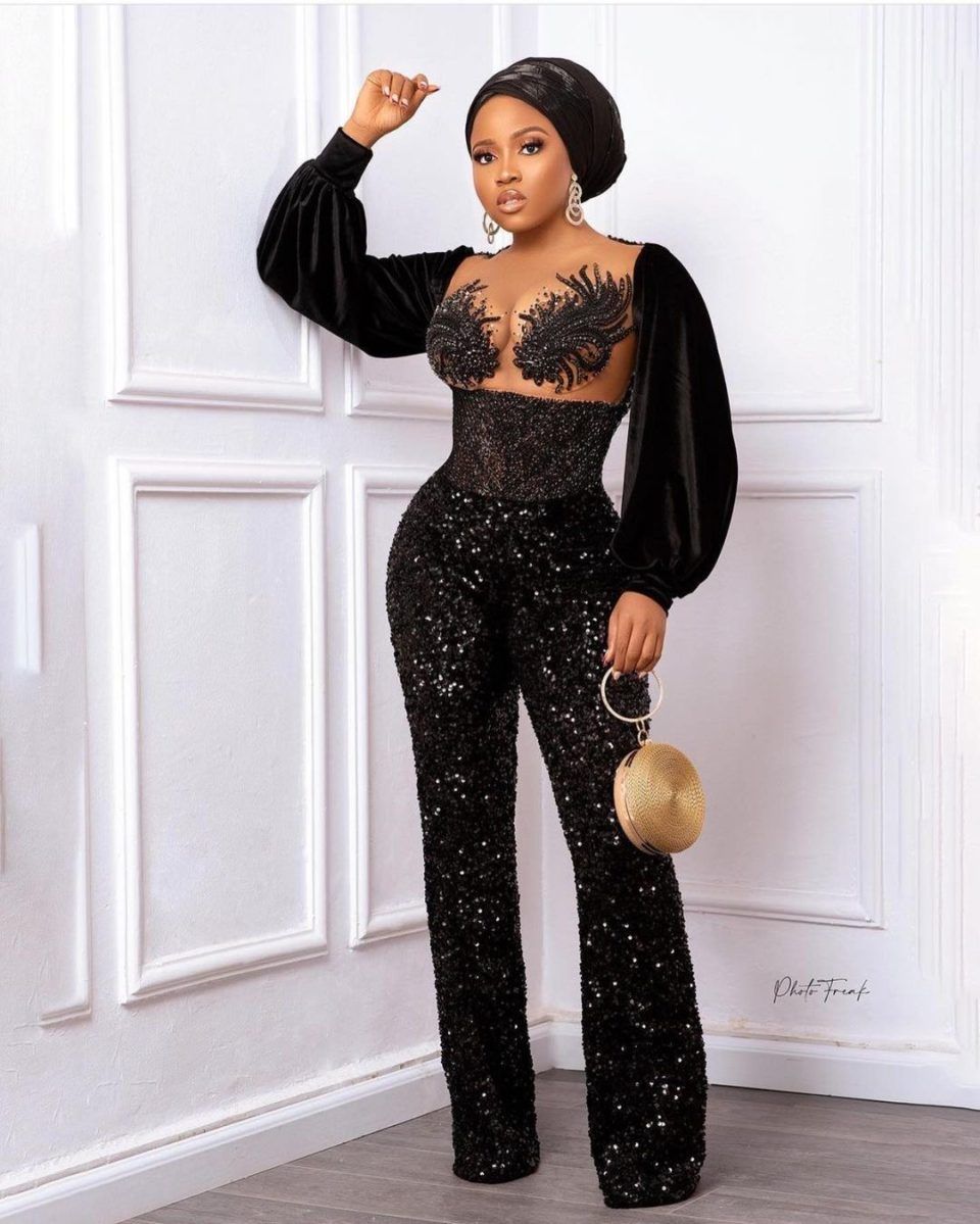 Glitter Lace Fabric Jumpsuit Style