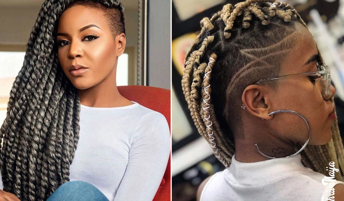 Box braids with shaved sides