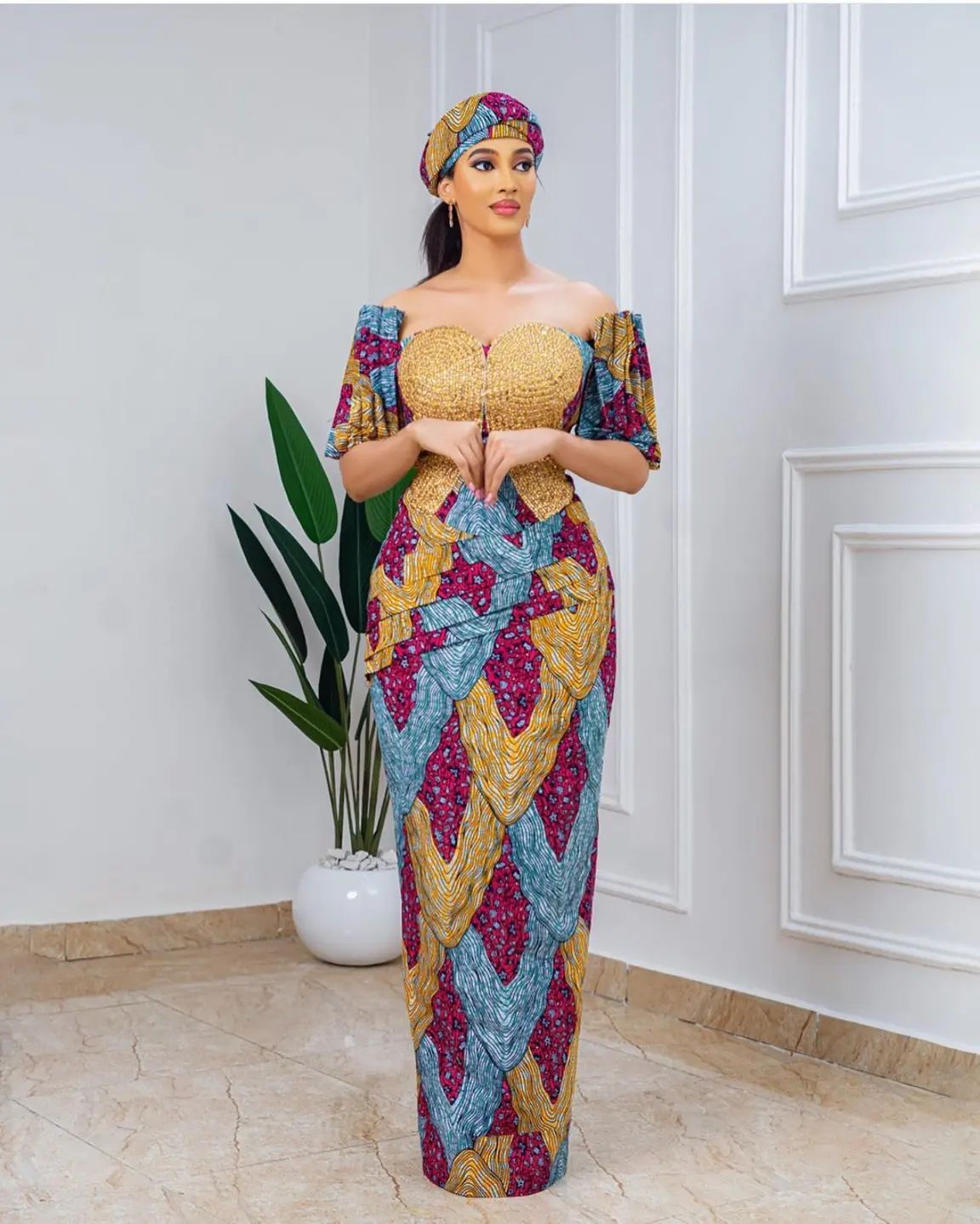 Chic Asymmetrical Off Shoulder Gown