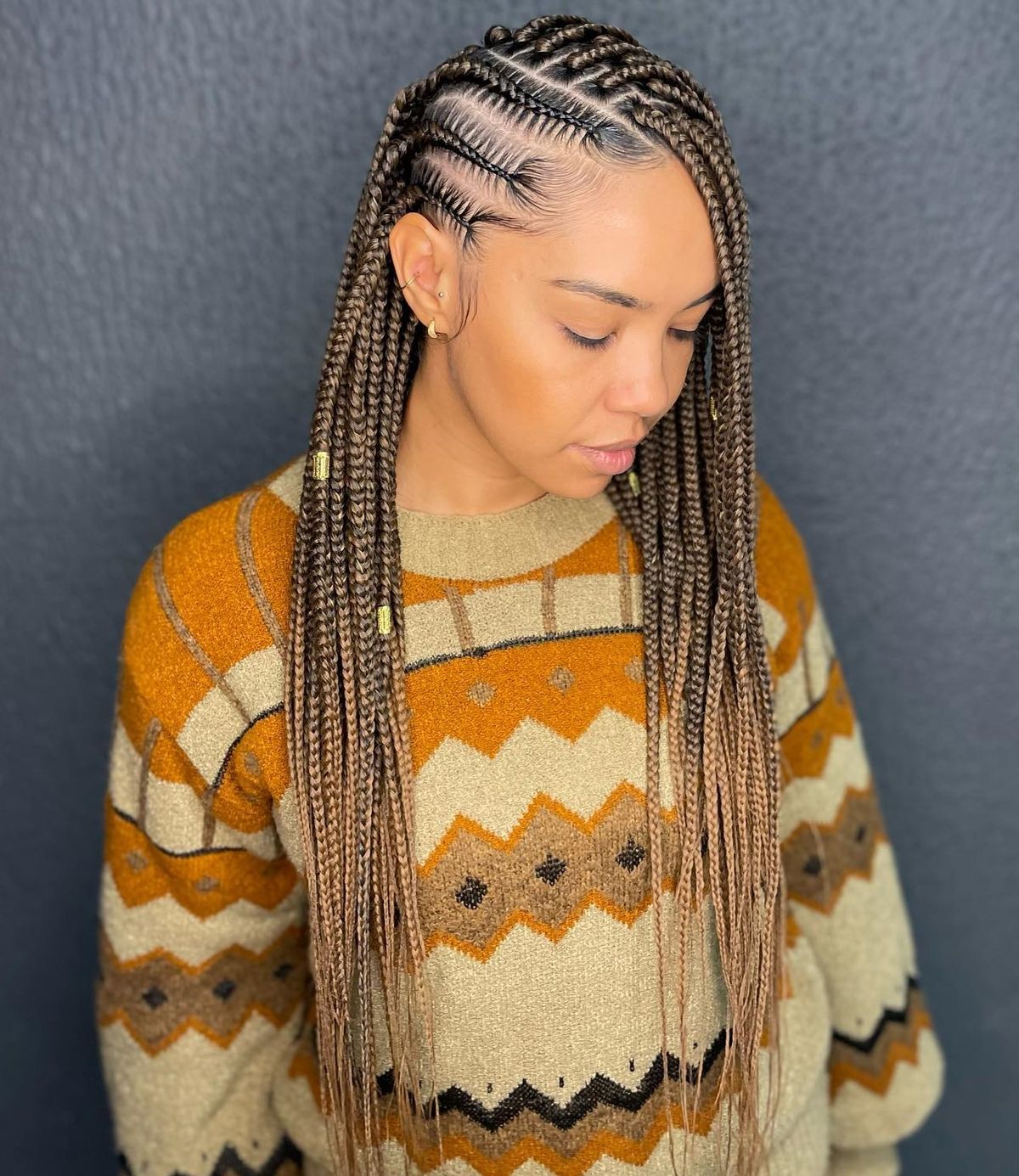 Side Parted Tribal Braids
