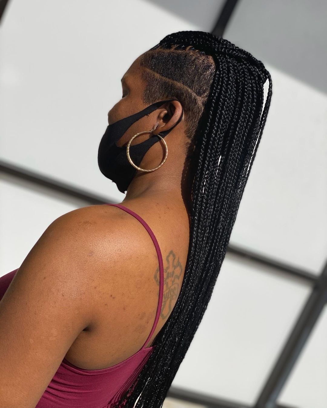 Knotless Box Braid With Short Textured Side Cut