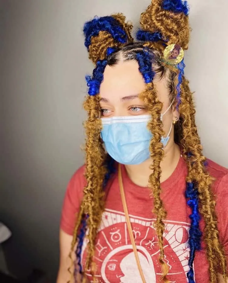  Blue And Brown Butterfly Locs Mix