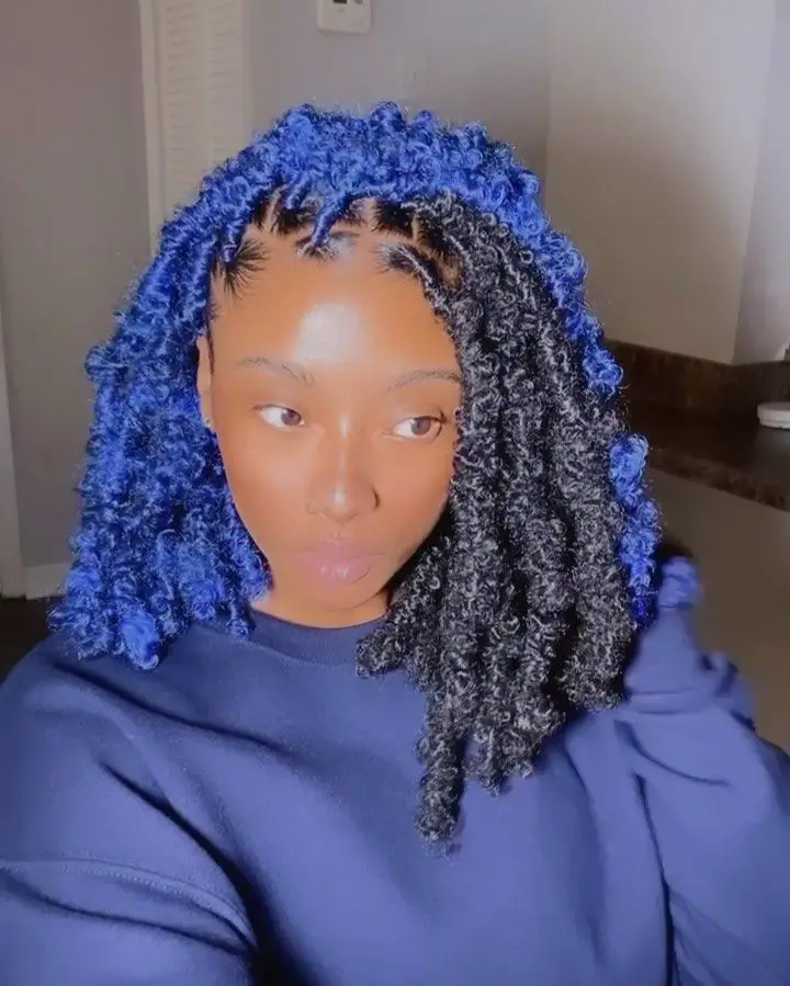 Blue And Black Butterfly Locs