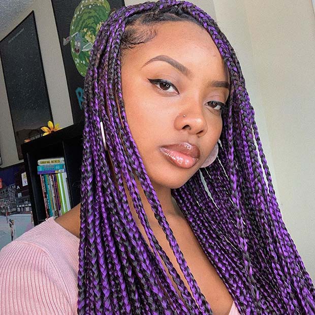 Purple Knotless Box Braids