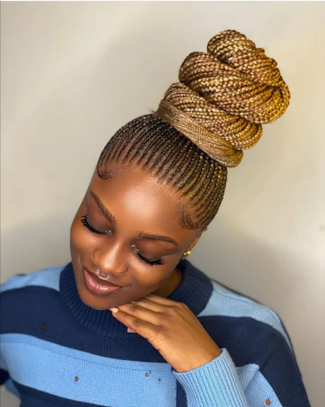 Braided ghana weaving bun