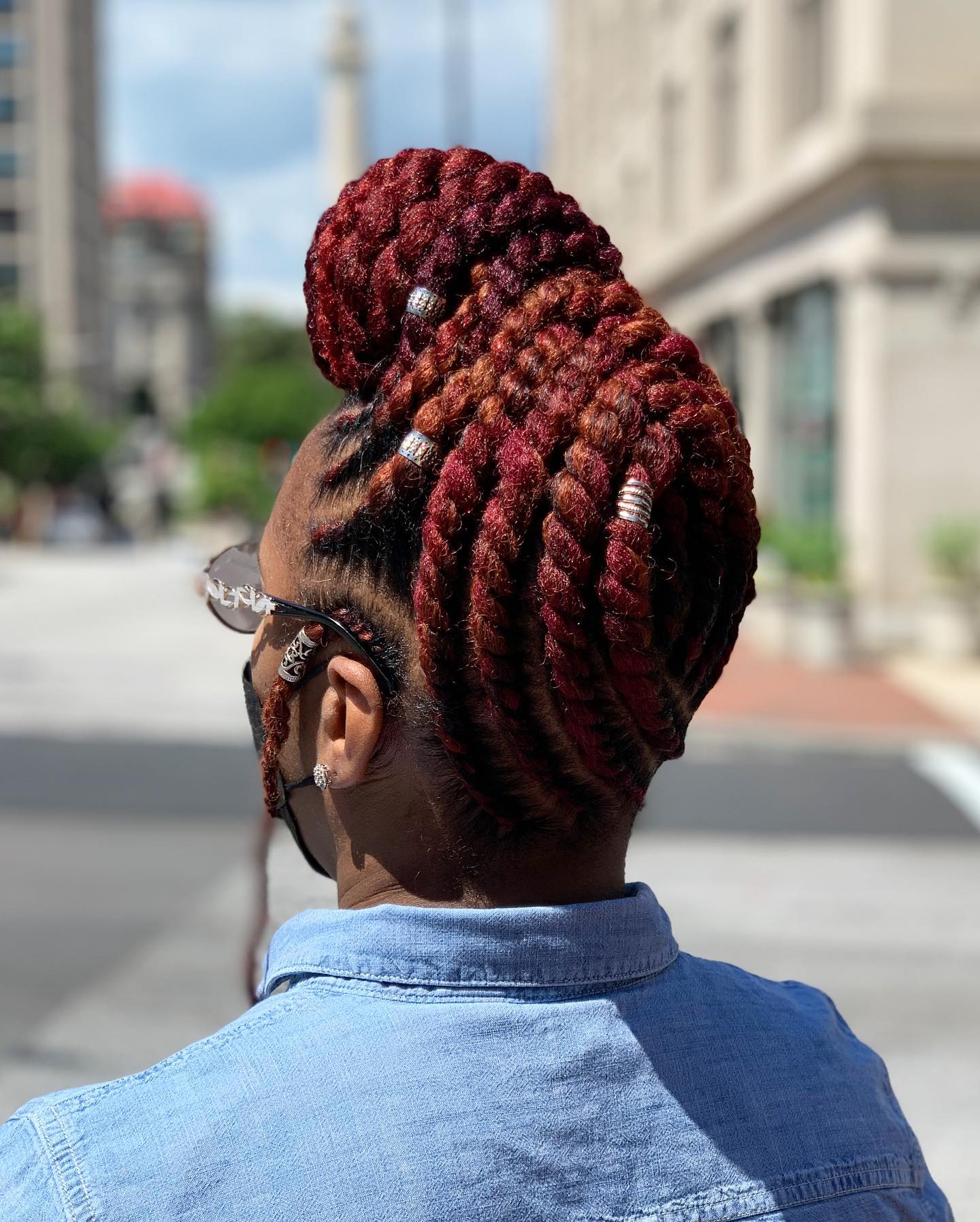 Burgundy Flat Twist Updo