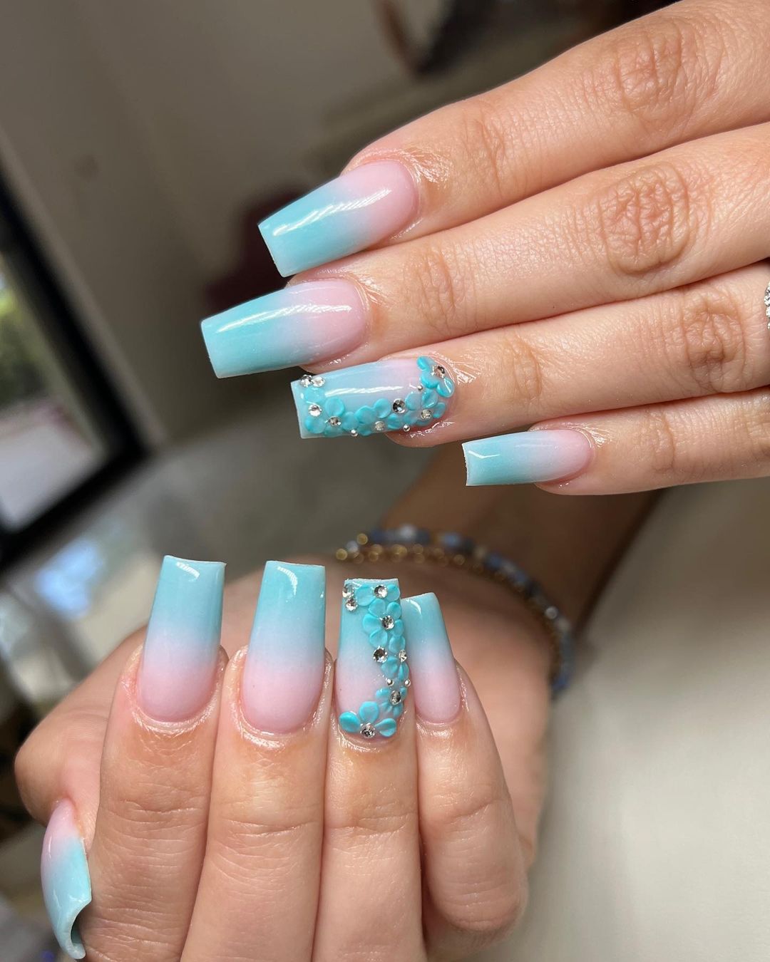 Teal Ombre Nails