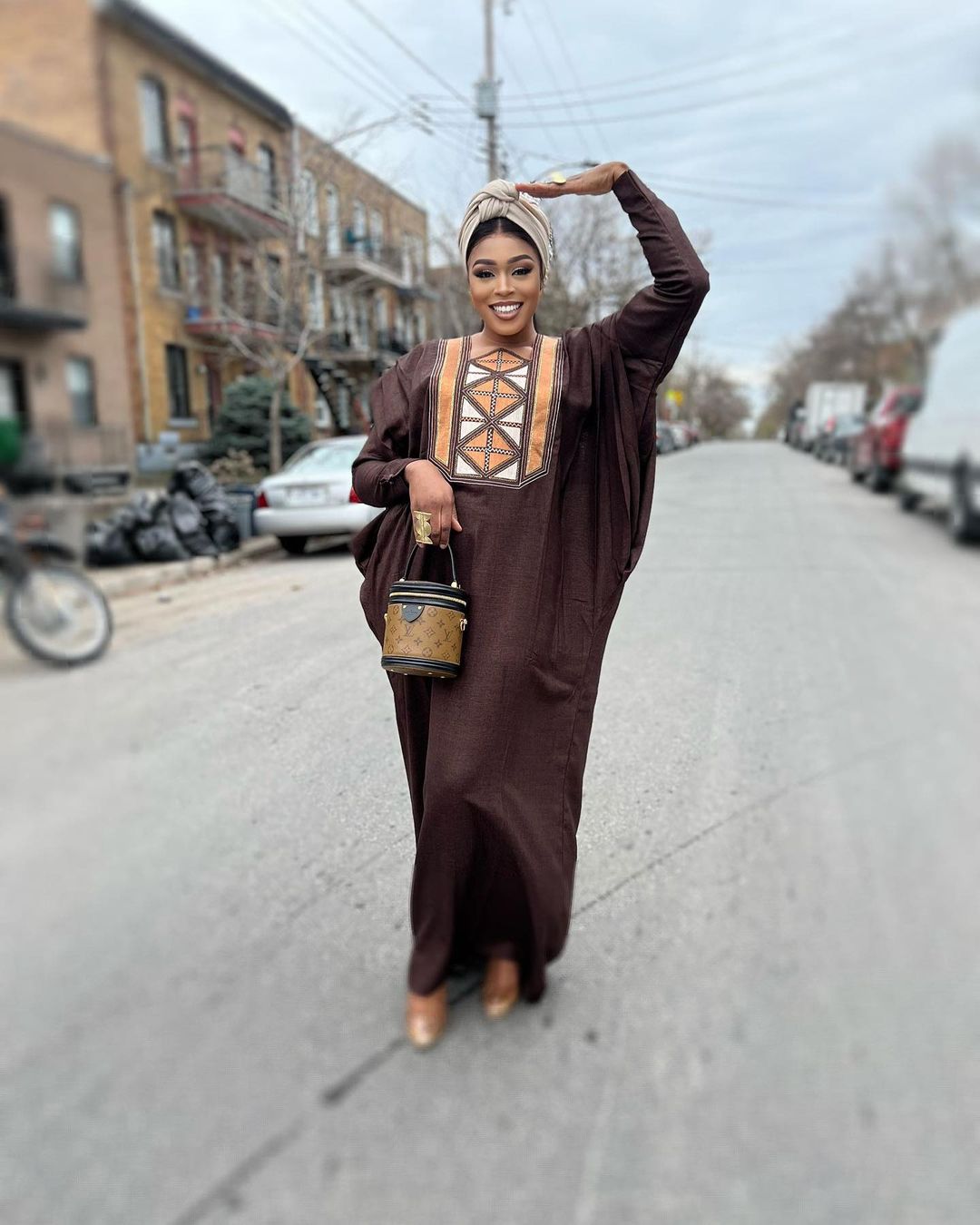 Brown Embroidered Boubou