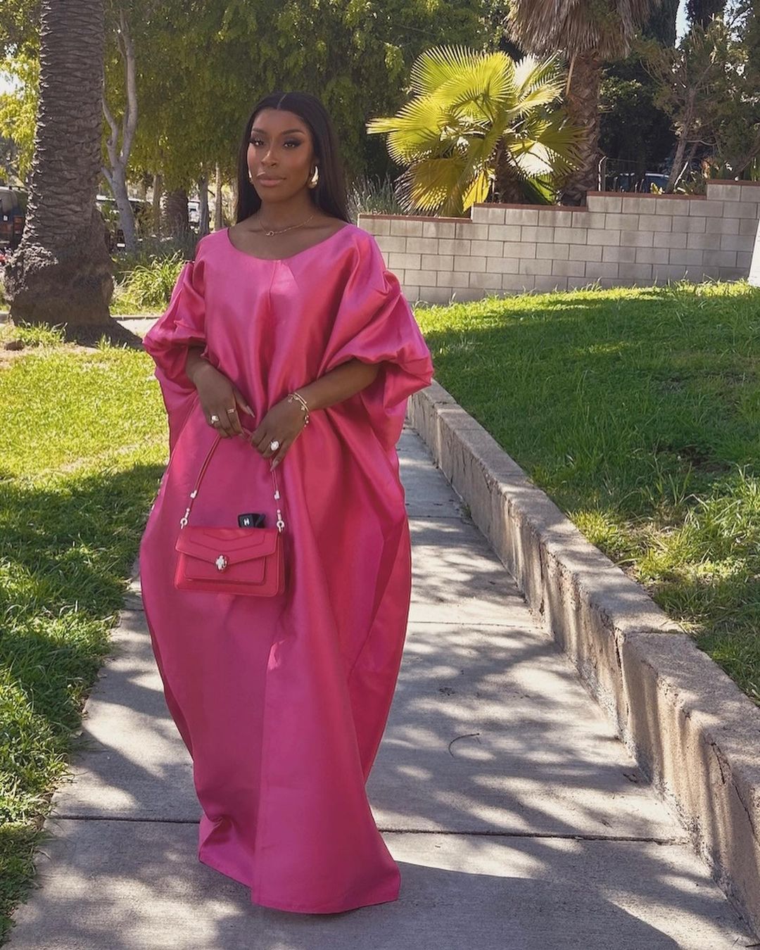 Pink Silk Rich Aunty Vibe Gown