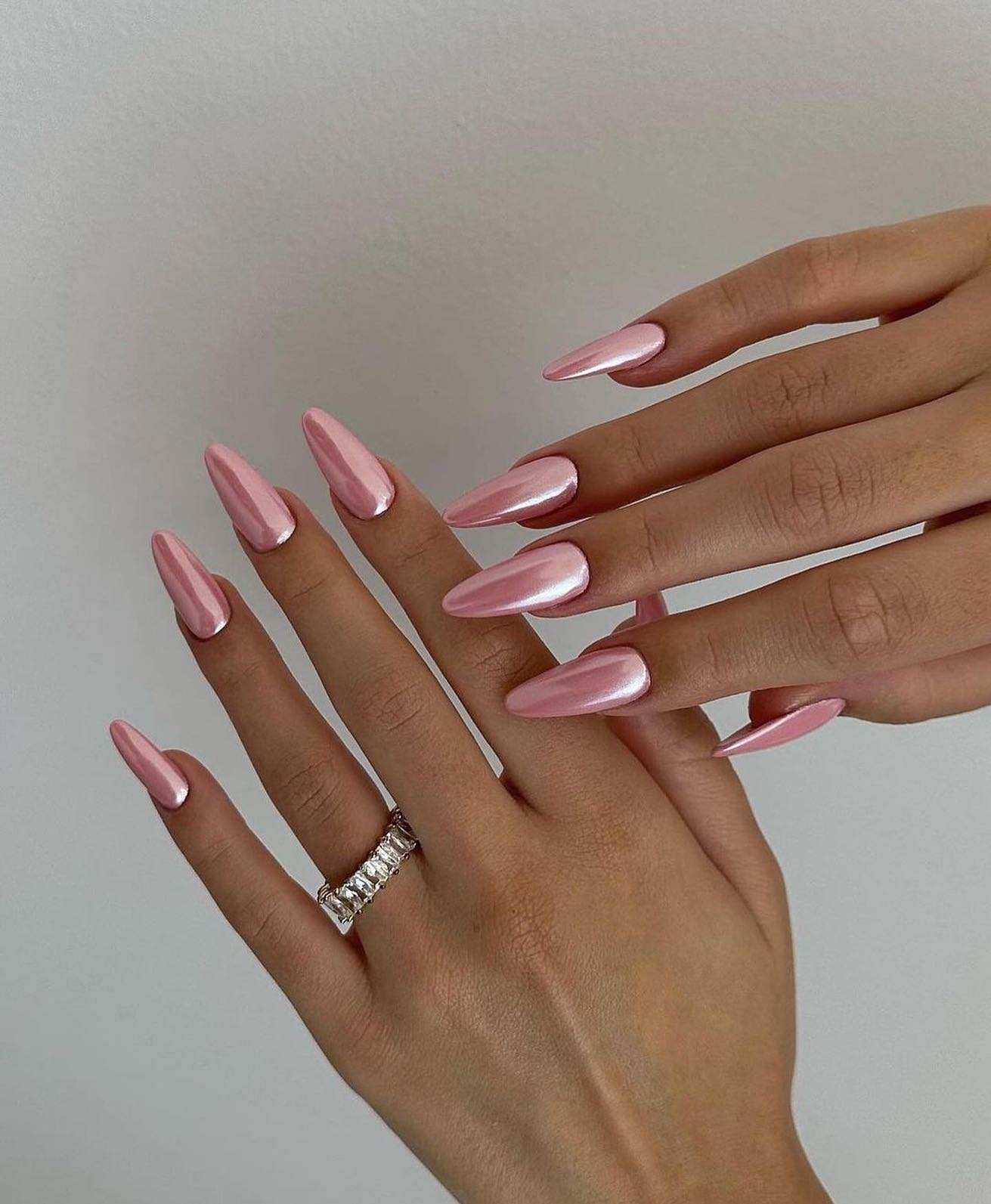 French Shimmery Pink Nails