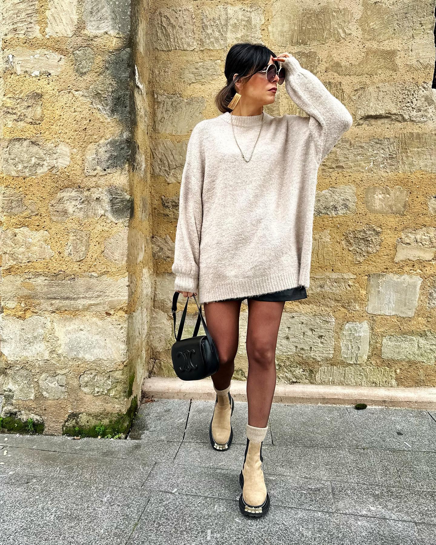 Short Sweater Dress and Winter Boots