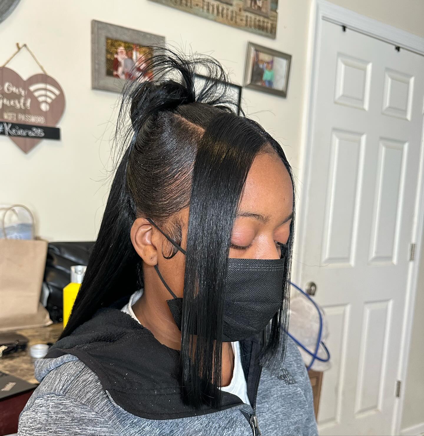 Half up Half Down With Bun & Bangs