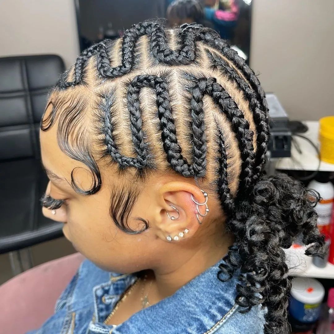 S Pattern Braid With Curls