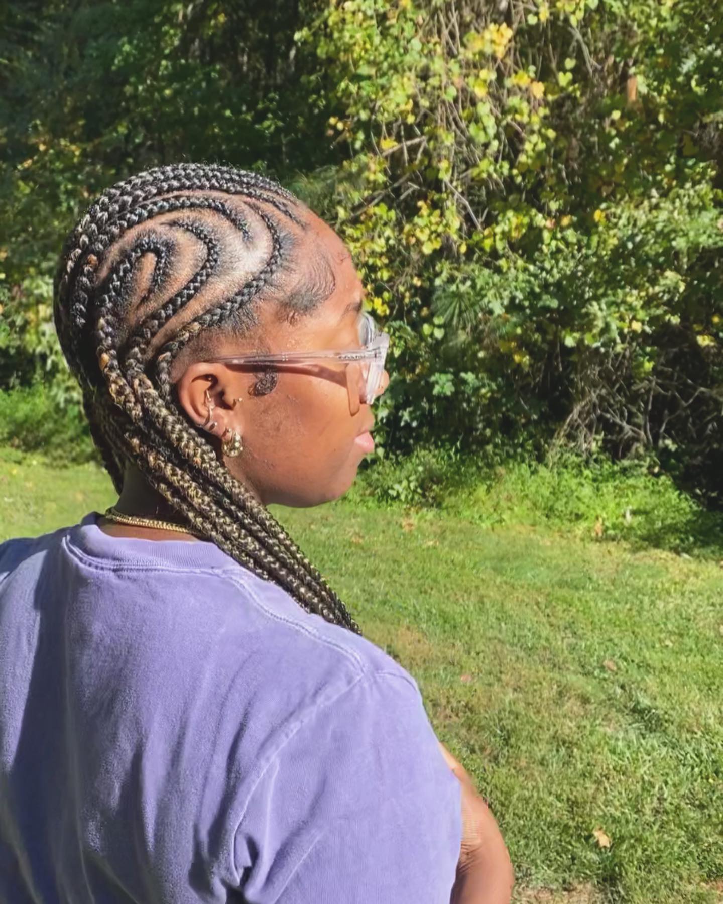 Side Braided-In Cornrow