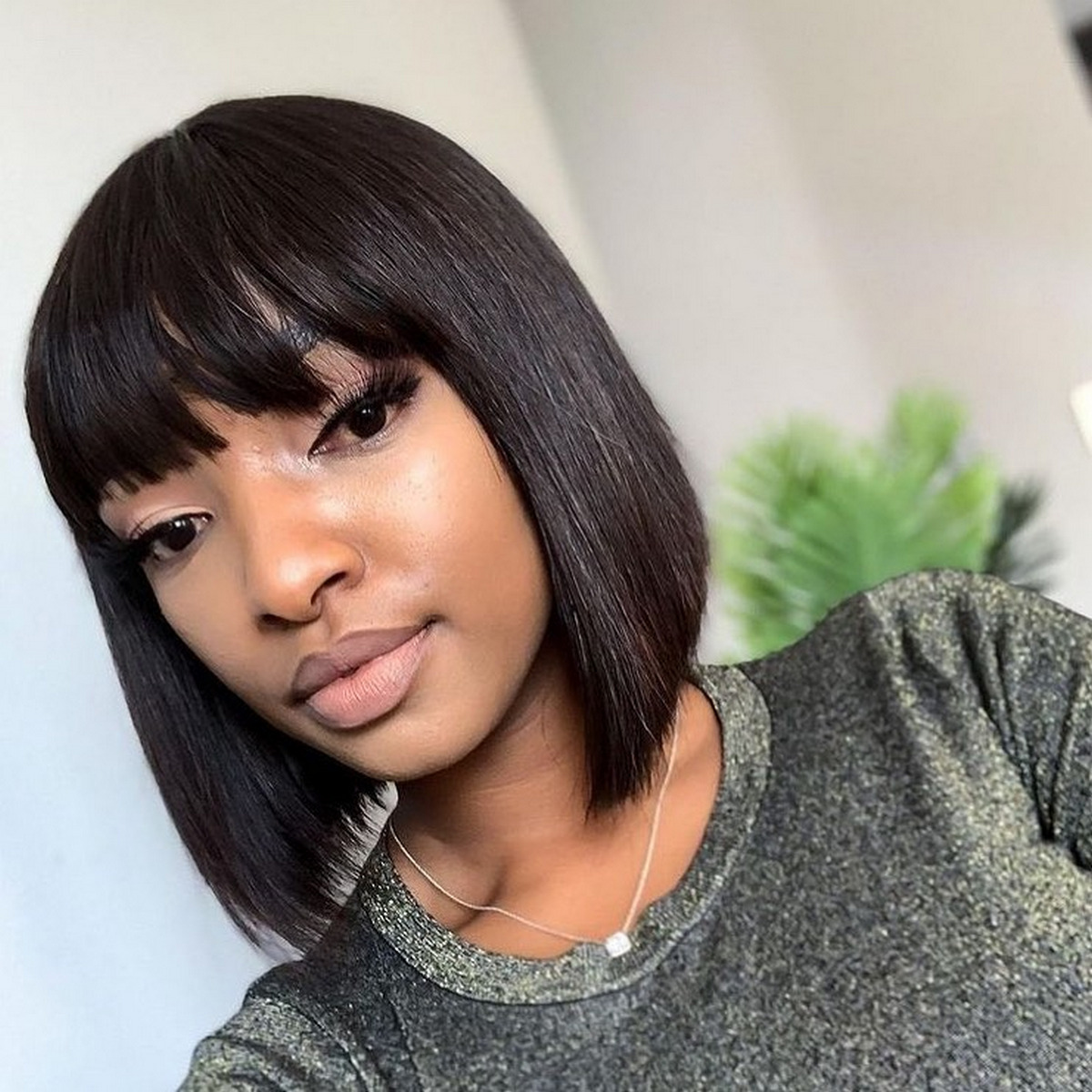 Cute Bob With Blunt Baby Bangs