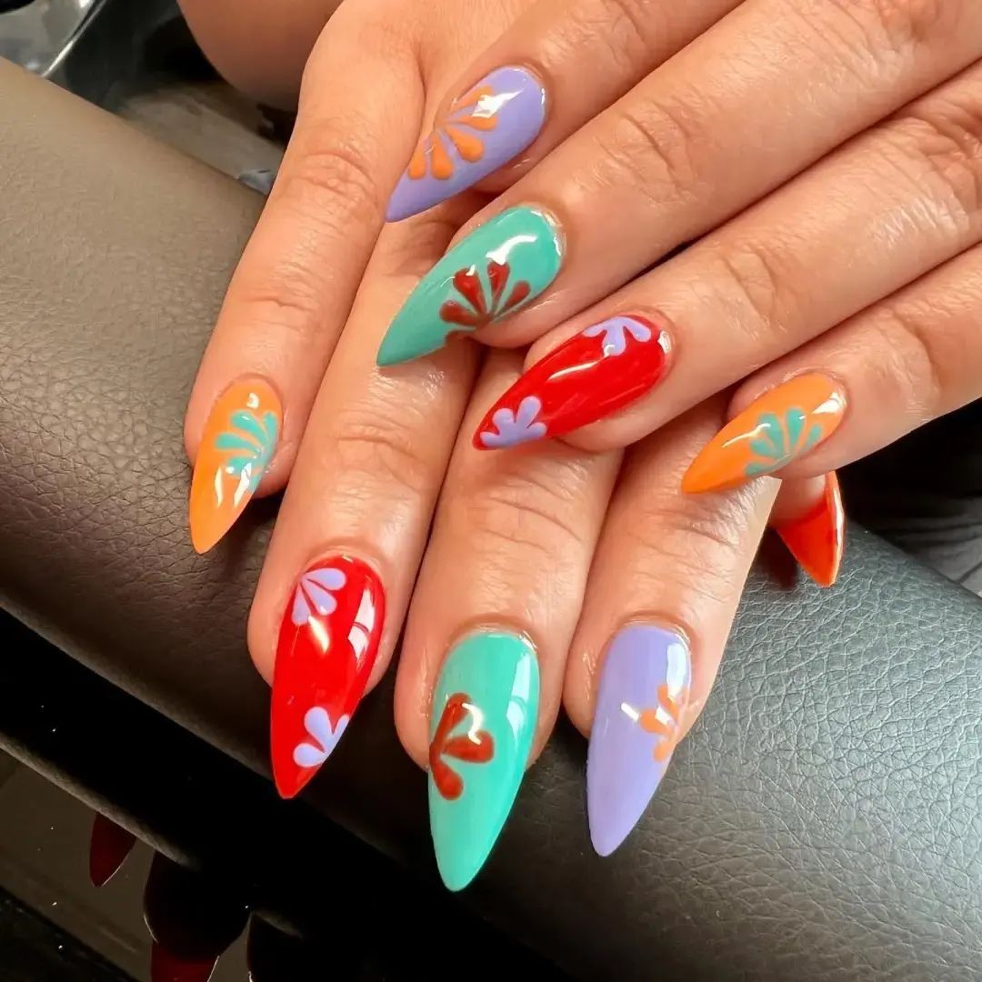 Colourful Mismatched Nail Art